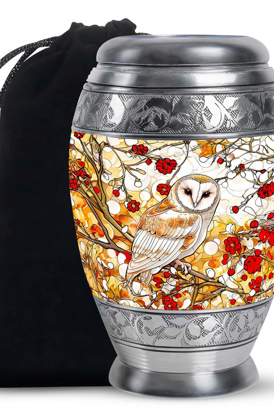 White Owl Funeral Urn – Artistic Cremation Urn For Adult Ashes