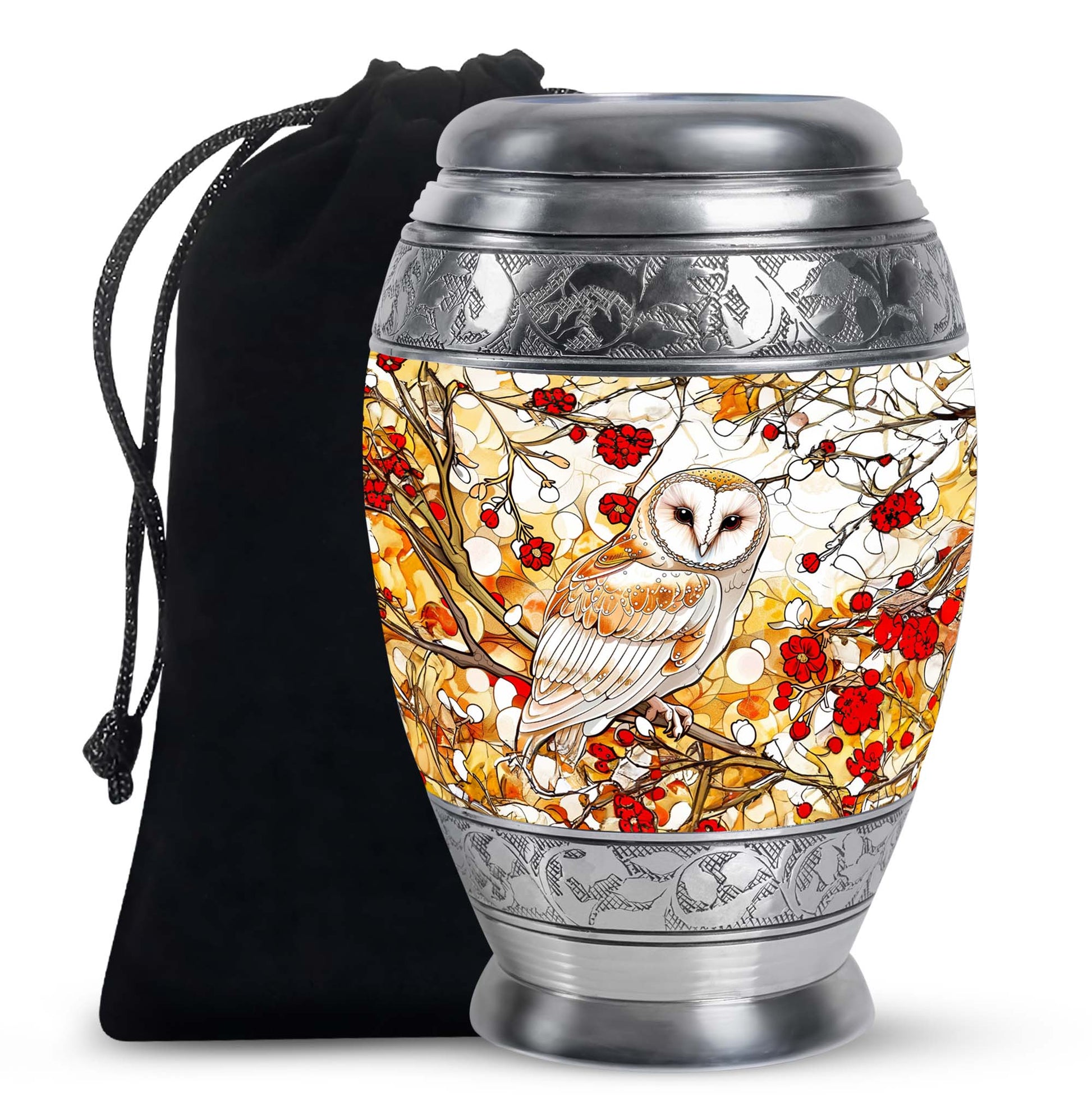 White Owl Funeral Urn – Artistic Cremation Urn For Adult Ashes