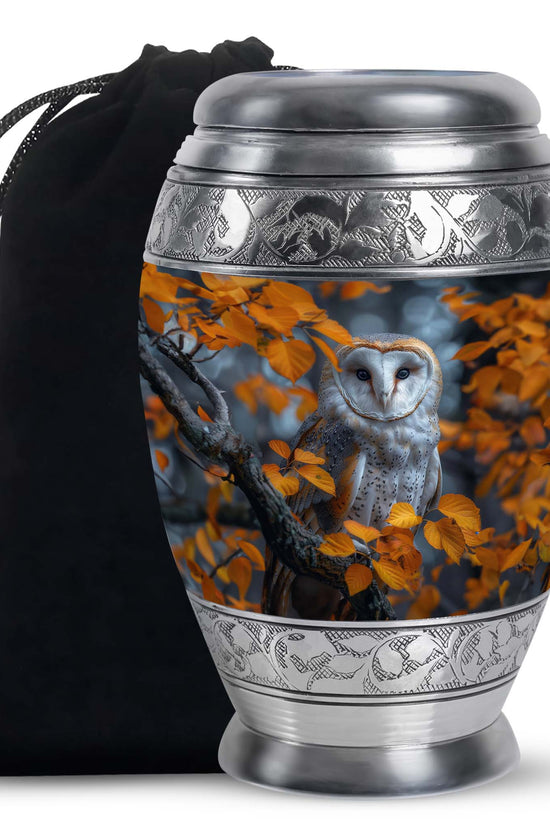 Autumn Owl Cremation Urn - Elegant Funeral Urn For Human Ashes