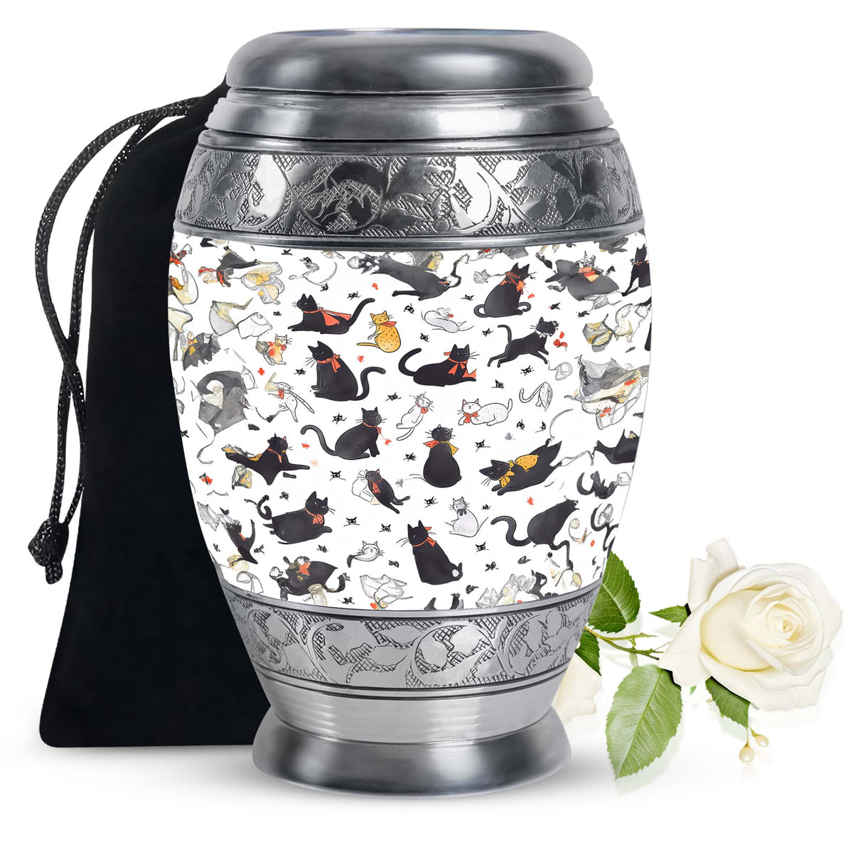 Cat Print Funeral Urn - Beautiful Pet Memorial Urn For Cat Ashes