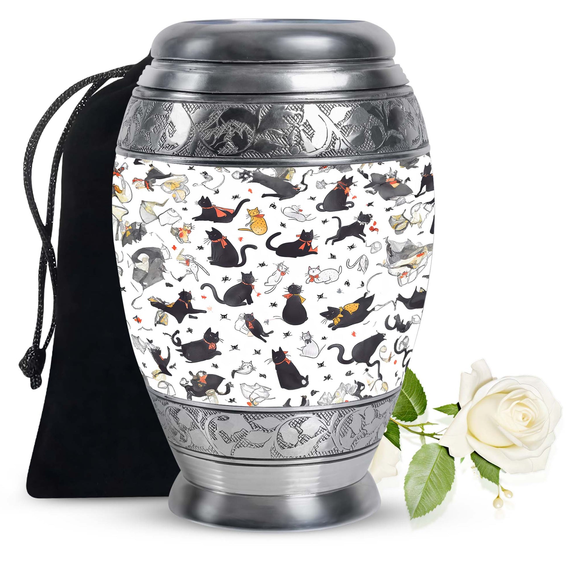 Cat Print Funeral Urn - Beautiful Pet Memorial Urn For Cat Ashes