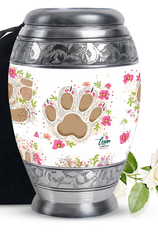 Pet Paw Theme Funeral Urn - Decorative Pet Memorial Urn For Ashes