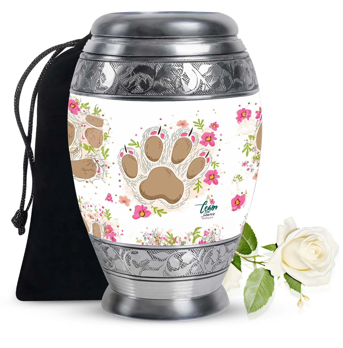 Pet Paw Theme Funeral Urn - Decorative Pet Memorial Urn For Ashes