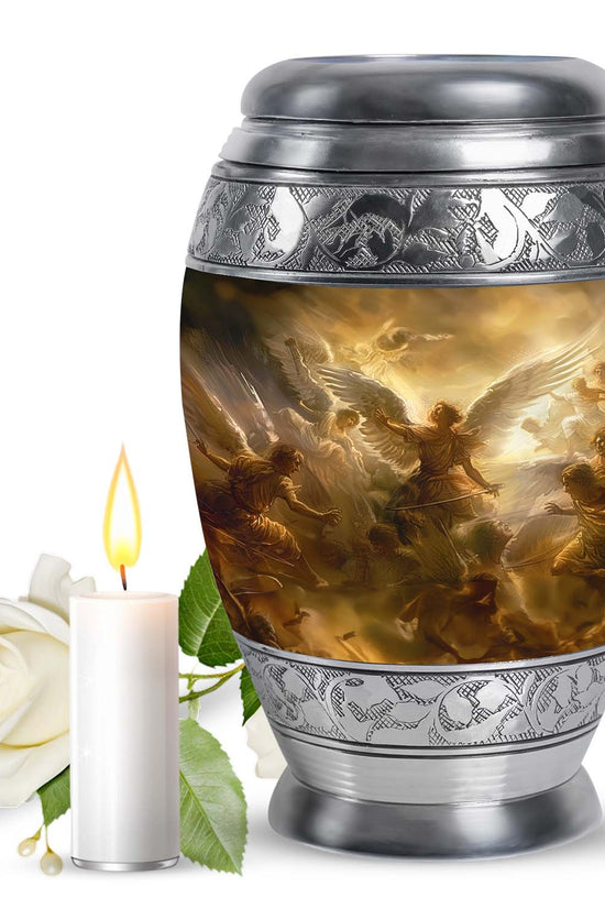 Golden Angel Cremation Urn - Aluminium Memorial Urn For Female