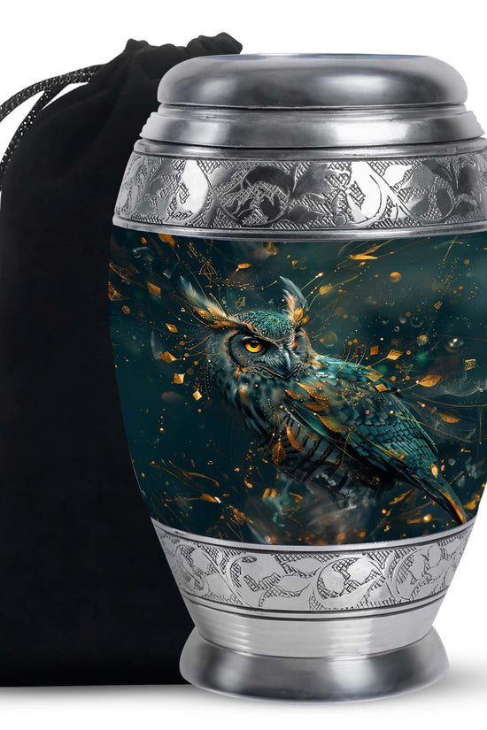Fantasy Art Owl Memorial Urn - Elegant Cremation Urn For Ashes