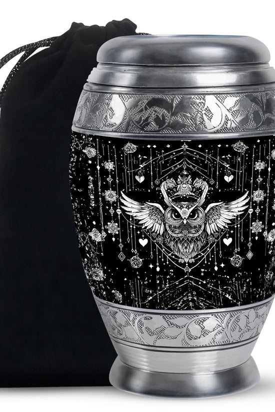 Spiritual Owl Memorial Urn - Large Decorative Cremation Urn For Ashes