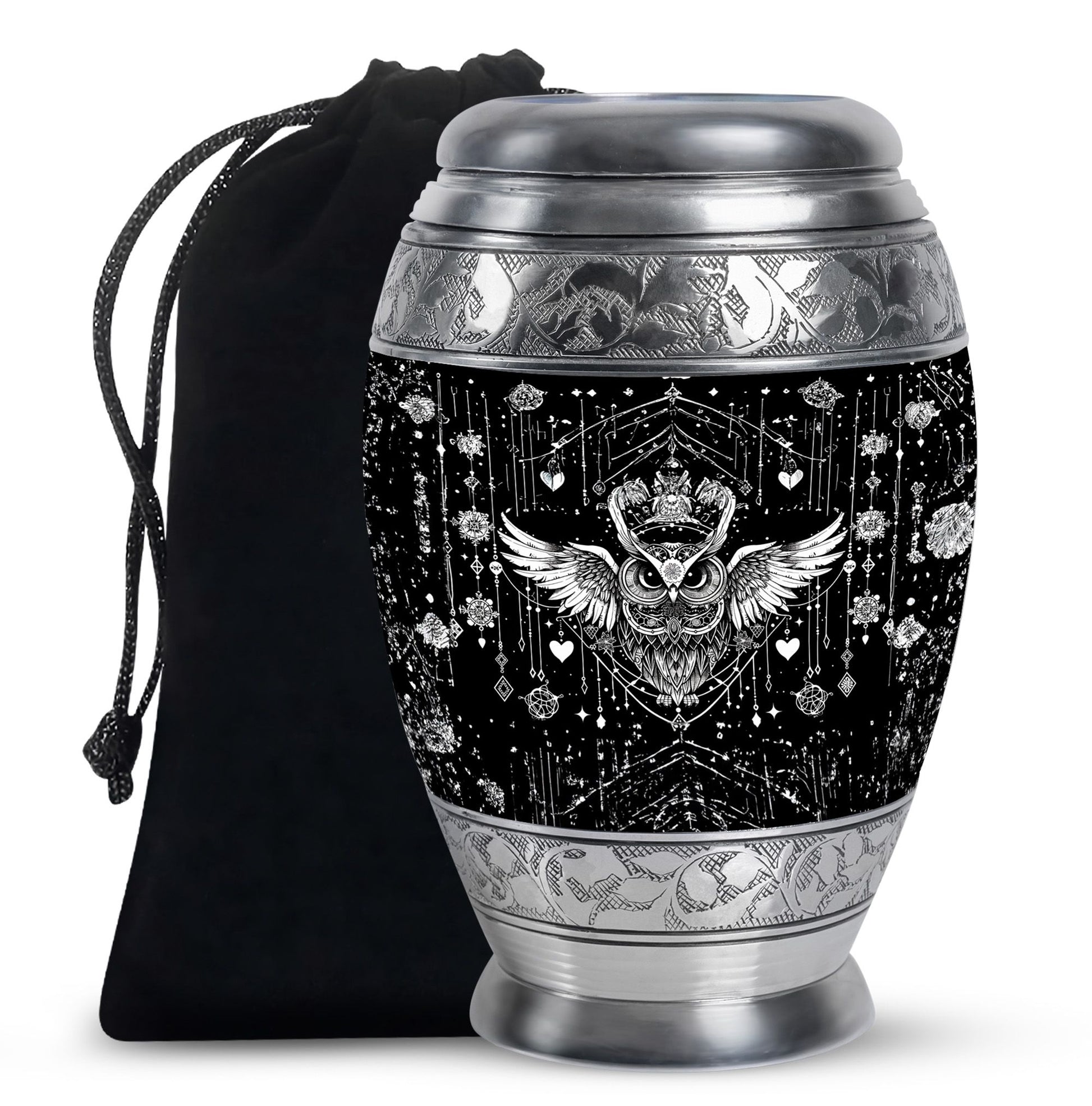 Spiritual Owl Memorial Urn - Large Decorative Cremation Urn For Ashes