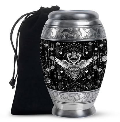 Spiritual Owl Memorial Urn - Large Decorative Cremation Urn For Ashes