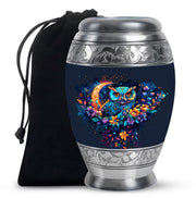 Colorful Owl Cremation Urn - Floral Memorial Urn For Human Ashes