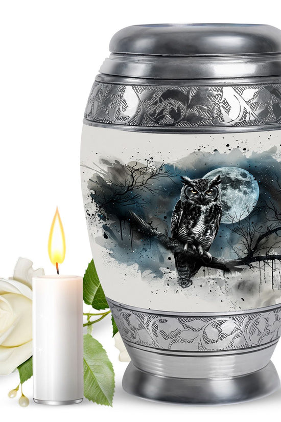 Moonlight Theme Funeral Urn - White colour Aluminium Memorial Urn For Ashes