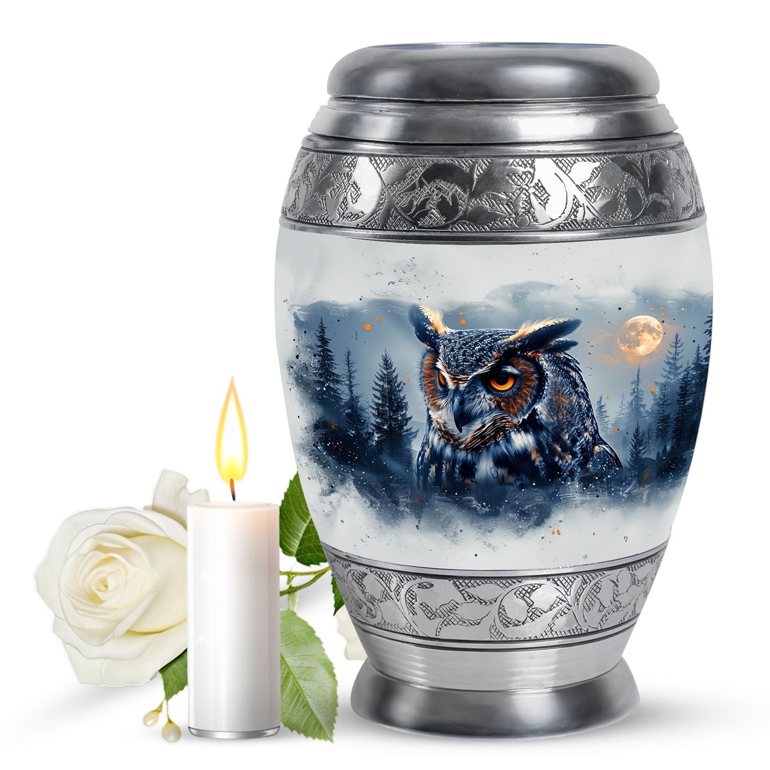 Peaceful Owl Cremation Urn - Memorial Urn For Men & Women