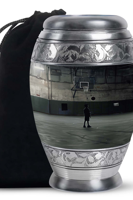 Basketball Player Funeral Urn - Black Aluminium Memorial Urn For Ashes