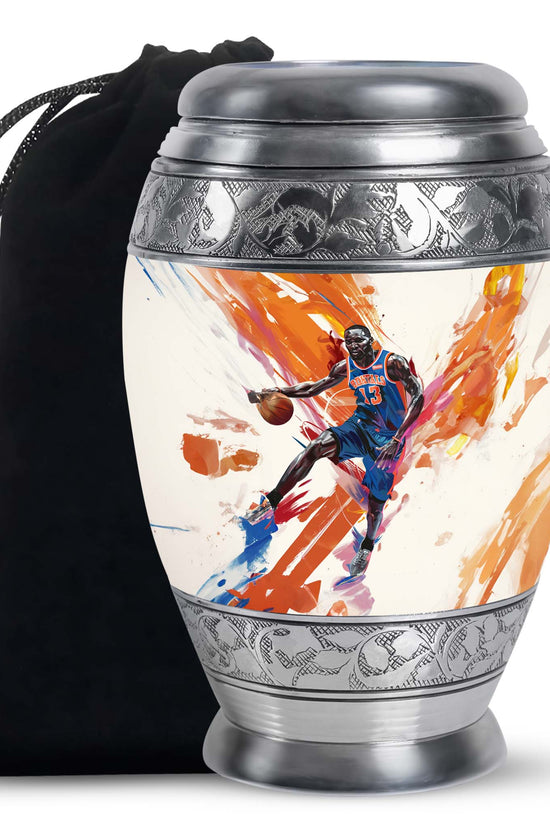Basketball Player Theme Funeral Urn - Large Aluminum Urn For Male & Female