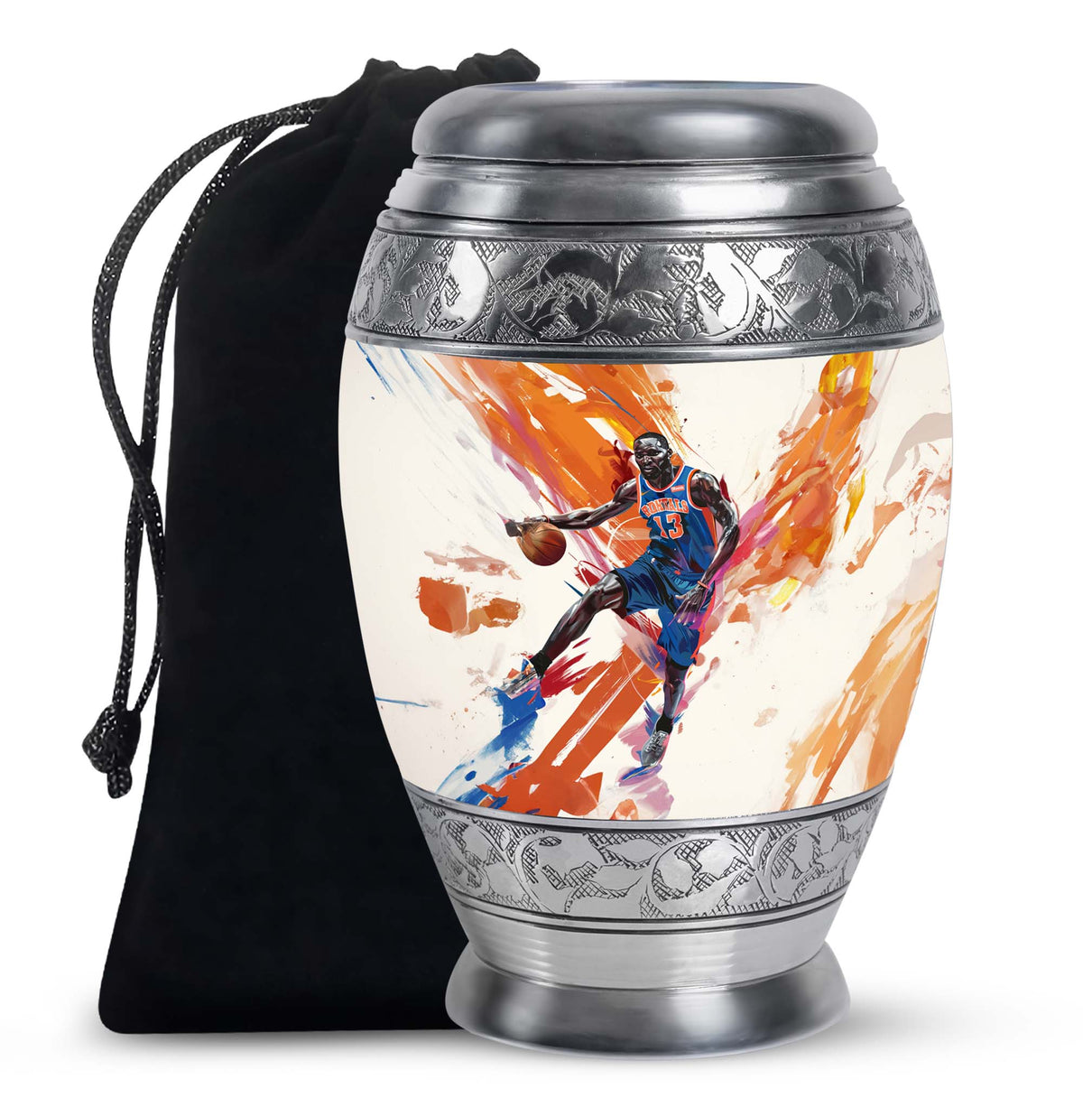 Basketball Player Theme Funeral Urn - Large Aluminum Urn For Male & Female