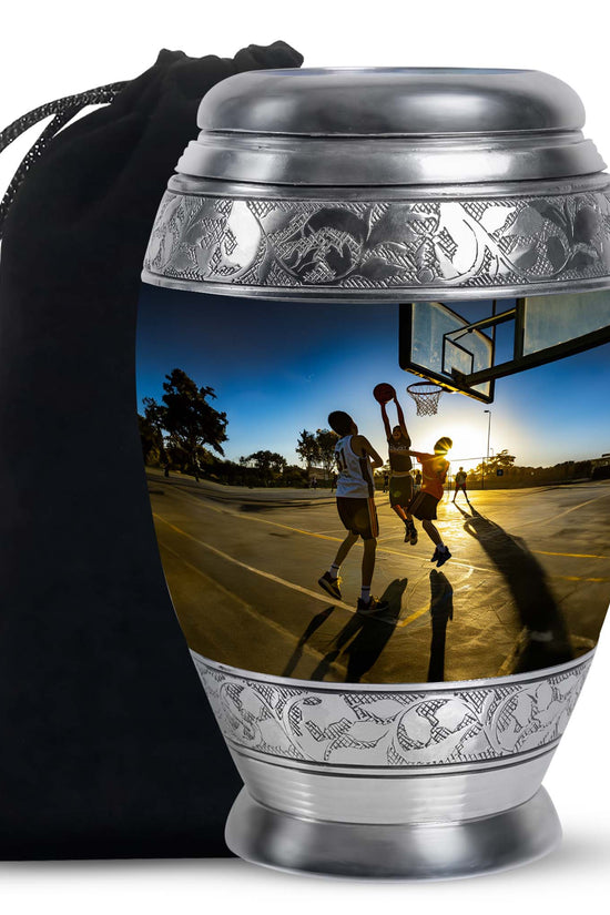Basketball Court Memorial Urn - Aluminium Cremation Urn For Ashes