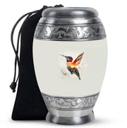 Artistic White Hummingbird Memorial Urn – Modern Funeral Urn For Ashes