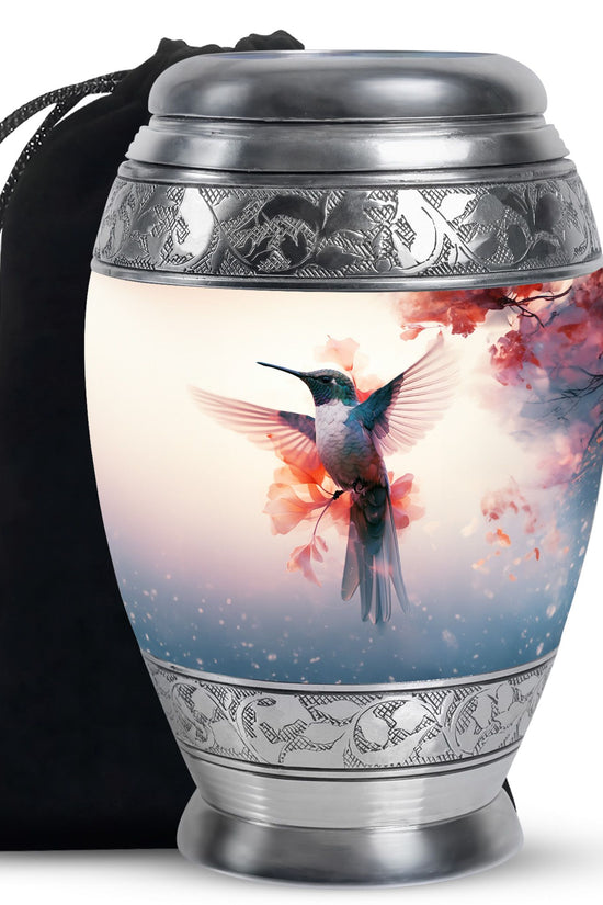 Beautiful Hummingbird Theme Cremation Urn - Large Memorial Urn For Ashes