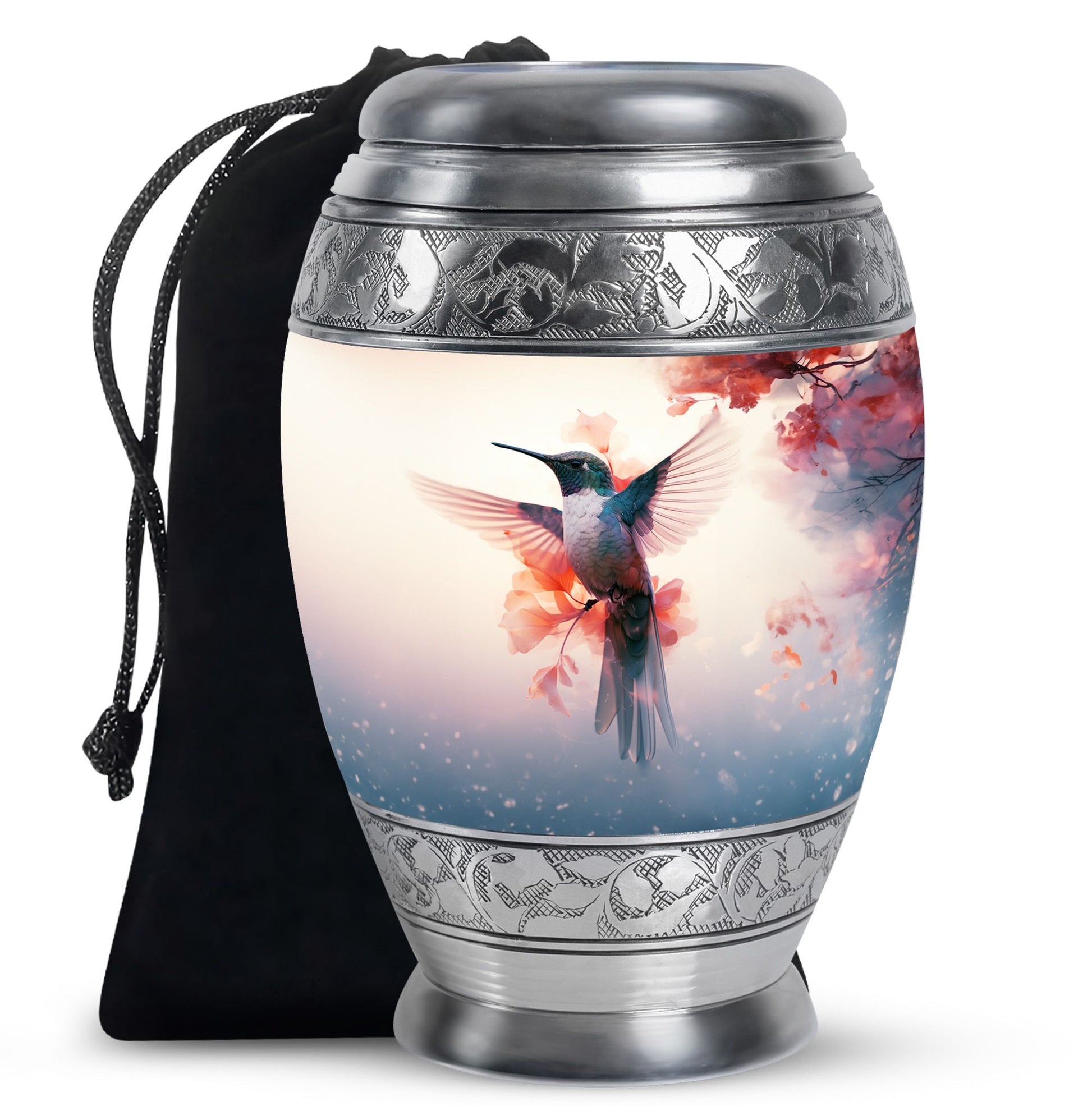Beautiful Hummingbird Theme Cremation Urn - Large Memorial Urn For Ashes