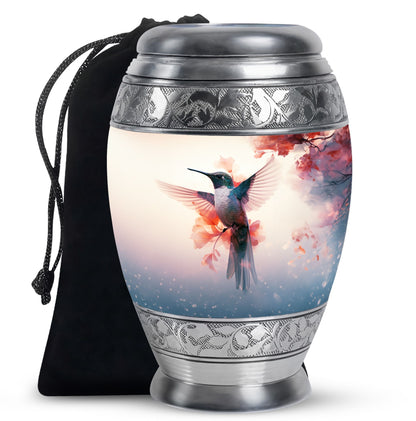 Beautiful Hummingbird Theme Cremation Urn - Large Memorial Urn For Ashes