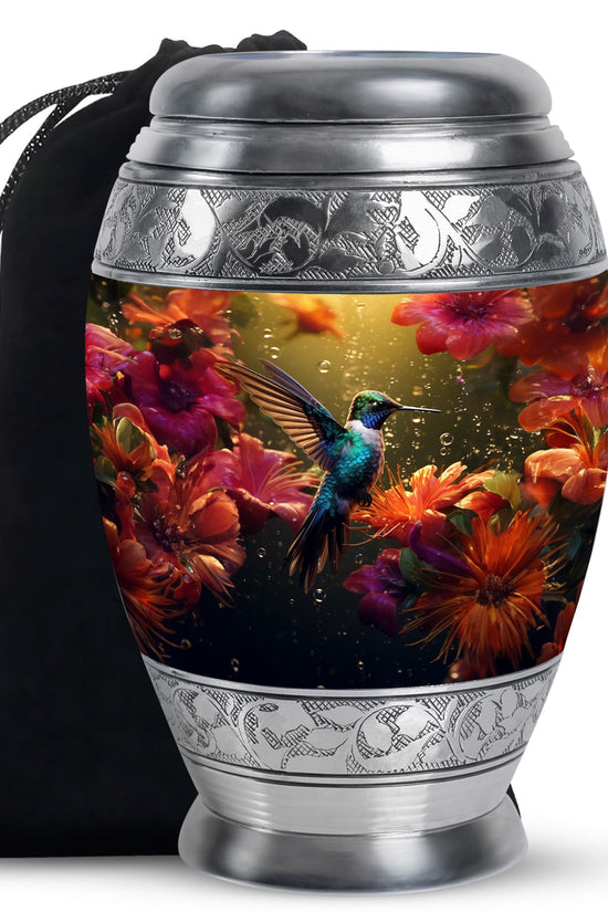 Classic Hummingbird Theme Memorial Urn - Aluminium Cremation Urn For Loved Ones