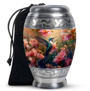 Hummingbird Theme Funeral Urn - Pink Floral Memorial Urn For Male & Female