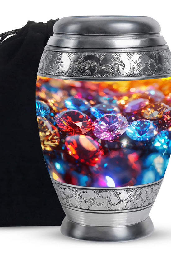 Diamond Theme Memorial Urn - Aluminium Funeral Urn For Adult Ashes