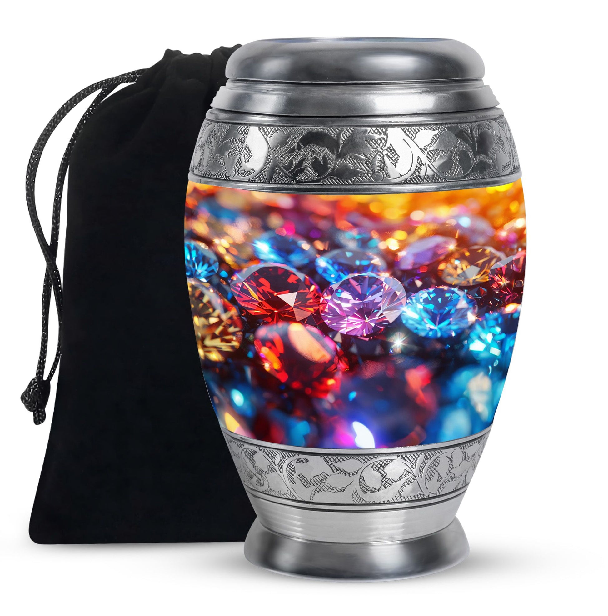 Diamond Theme Memorial Urn - Aluminium Funeral Urn For Adult Ashes