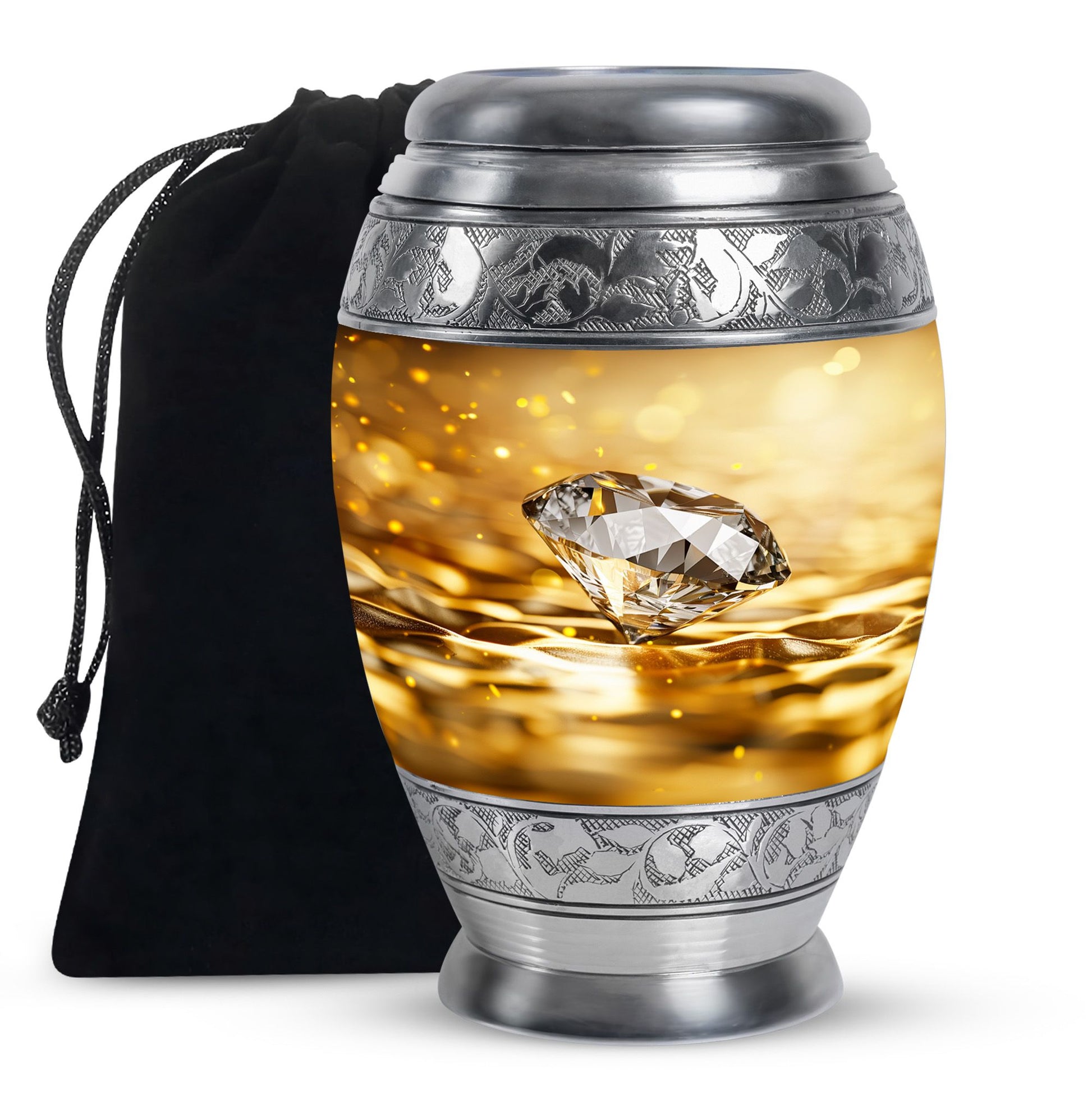 Elegant Diamond Funeral Urn - Premium Cremation Urn For Adult Ashes