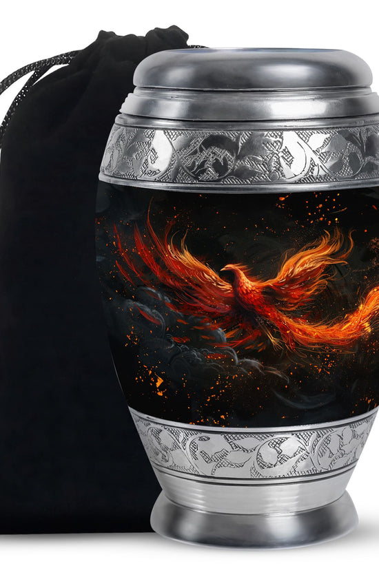 Fire Bird Cremation Urn - Decorative Funeral Urn For Burial