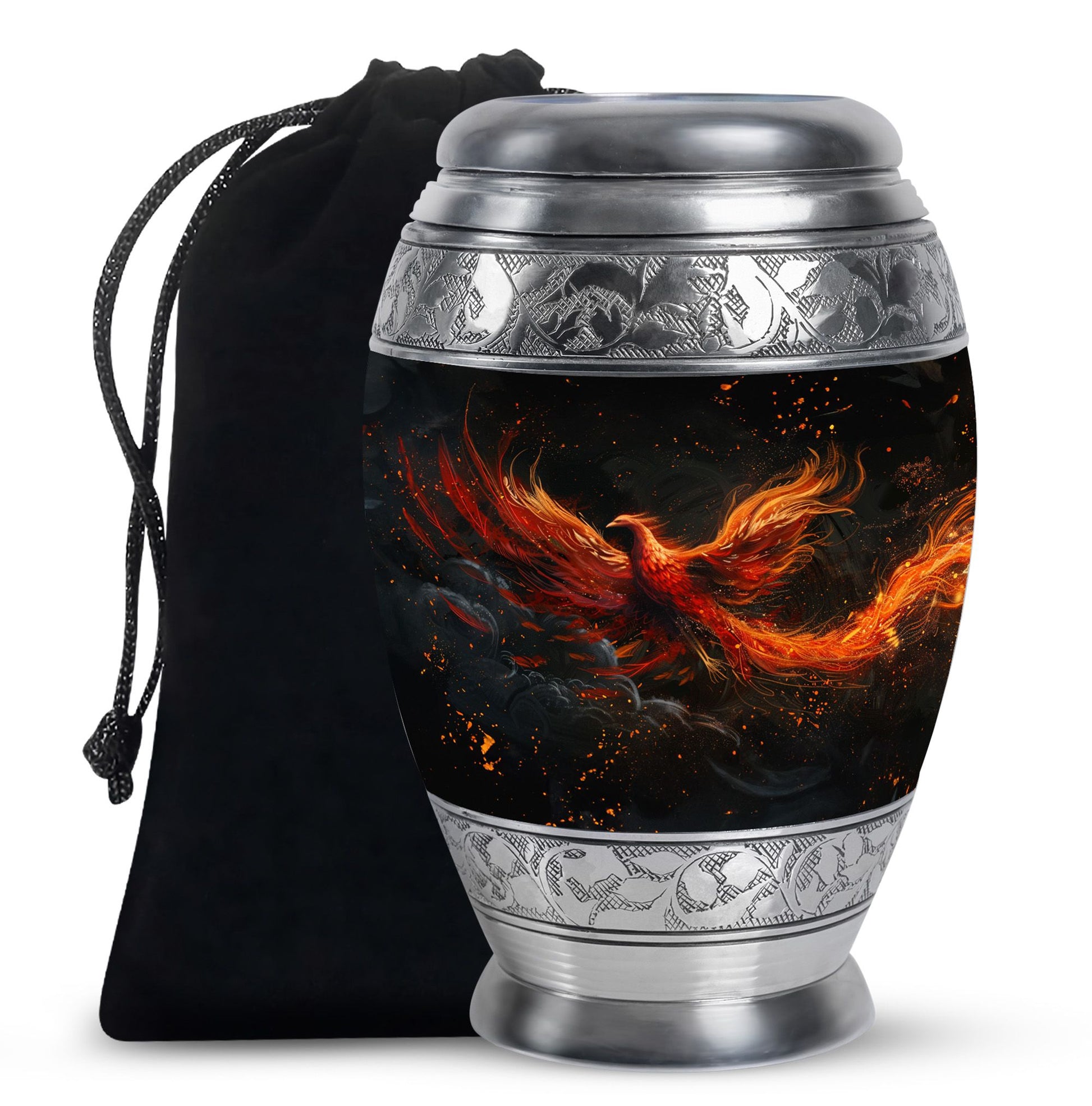 Fire Bird Cremation Urn - Decorative Funeral Urn For Burial