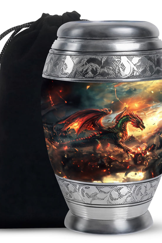 Dragon Fire Memorial Urn - Decorative Cremation Urn For Adult Ashes