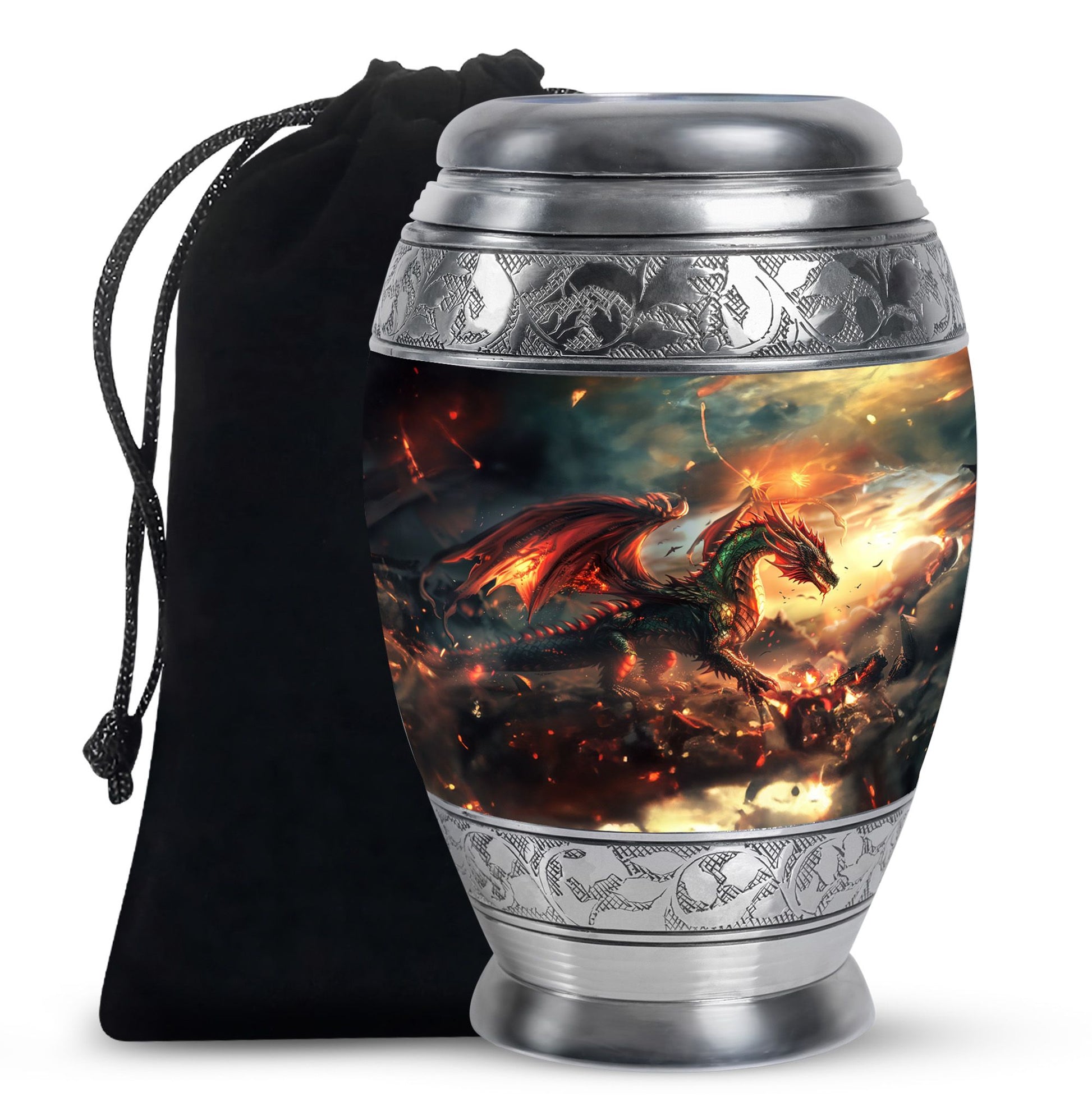 Dragon Fire Memorial Urn - Decorative Cremation Urn For Adult Ashes
