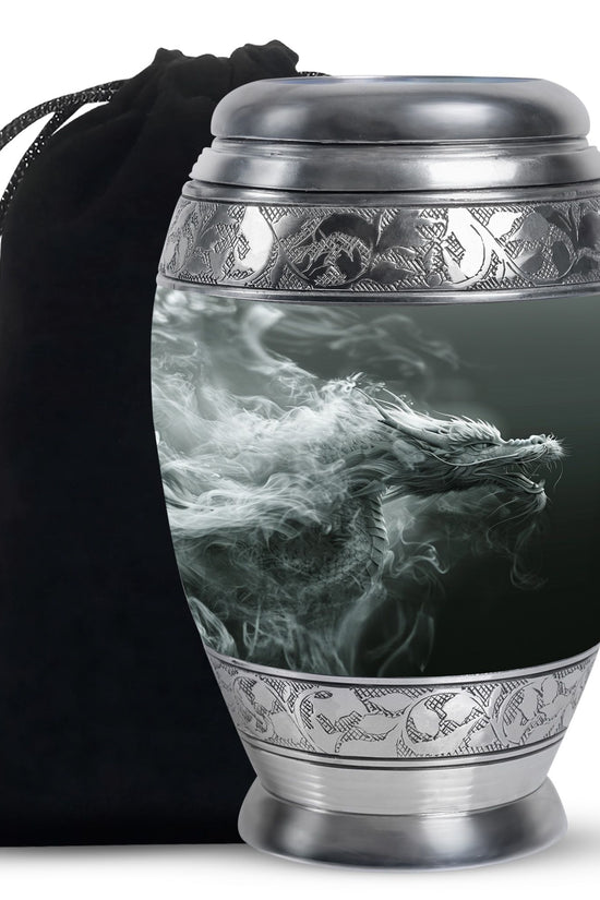 Dragon Power Memorial Urn For Human Ashes - Artistic Aluminium Funeral Urn