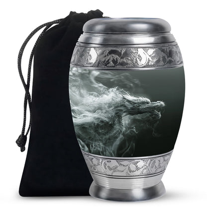 Dragon Power Memorial Urn For Human Ashes - Artistic Aluminium Funeral Urn
