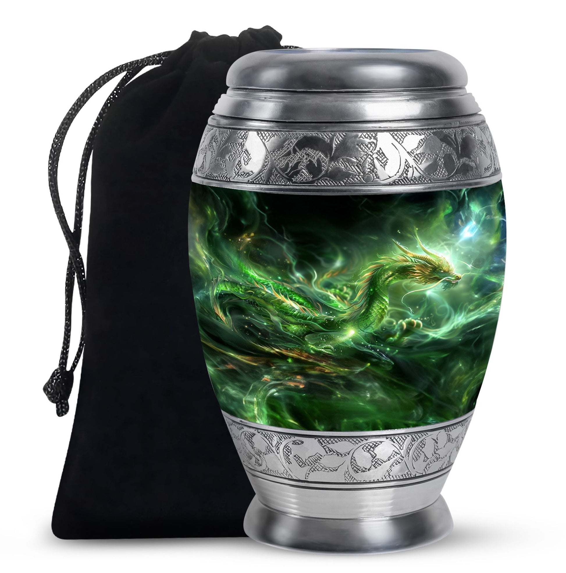 Green Golden Dragon Funeral Urn - Premium Cremation Urn For Ashes
