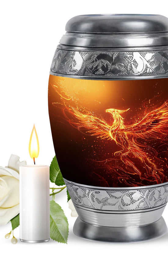 Golden Phoenix Cremation Urn - Fantasy Memorial Urn For Human Ashes