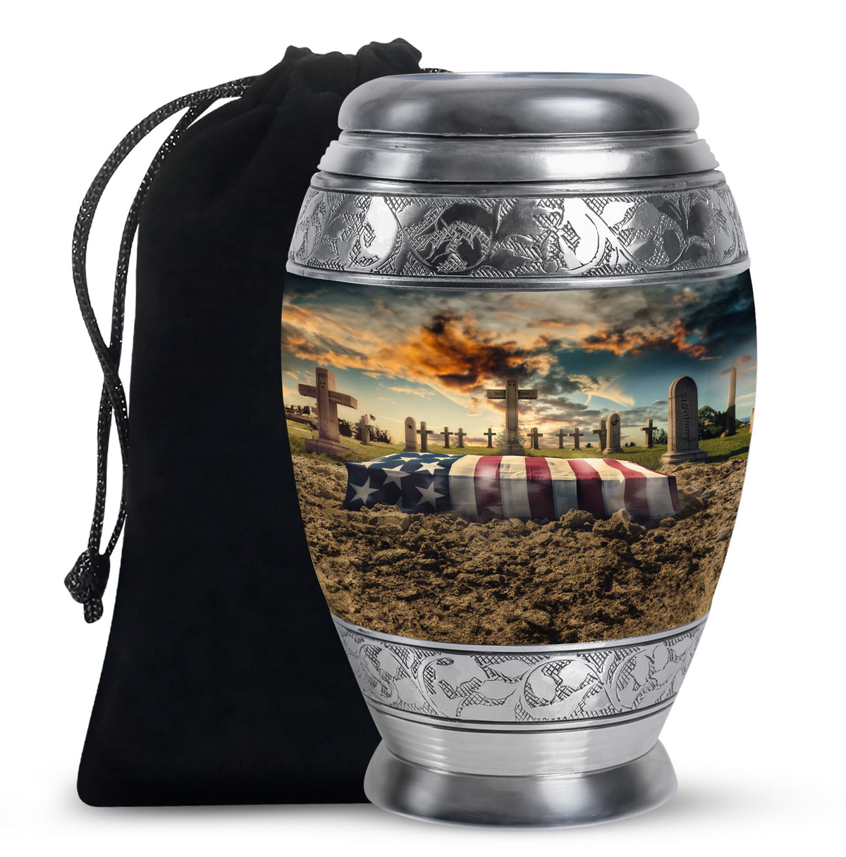 American Flag Cremation Urn - Military Tribute Memorial Urn For Male & Female