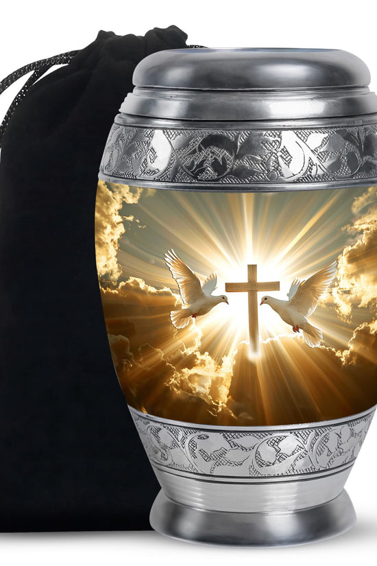 Christian Theme Cremation Urn - Dove Memorial Urn For Human Ashes