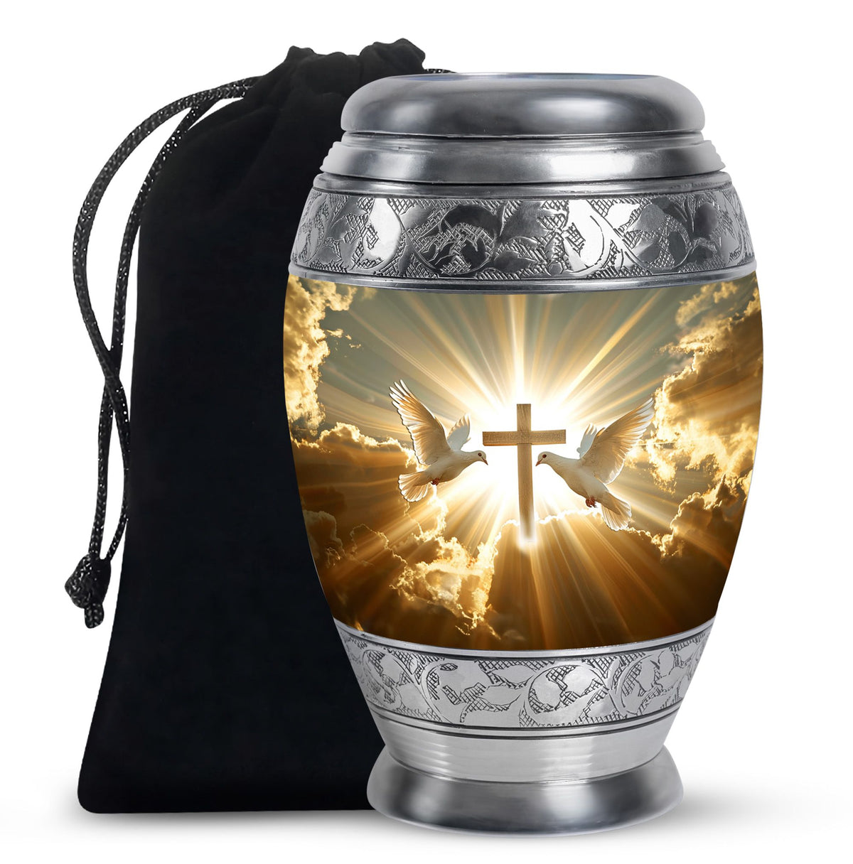 Christian Theme Cremation Urn - Dove Memorial Urn For Human Ashes