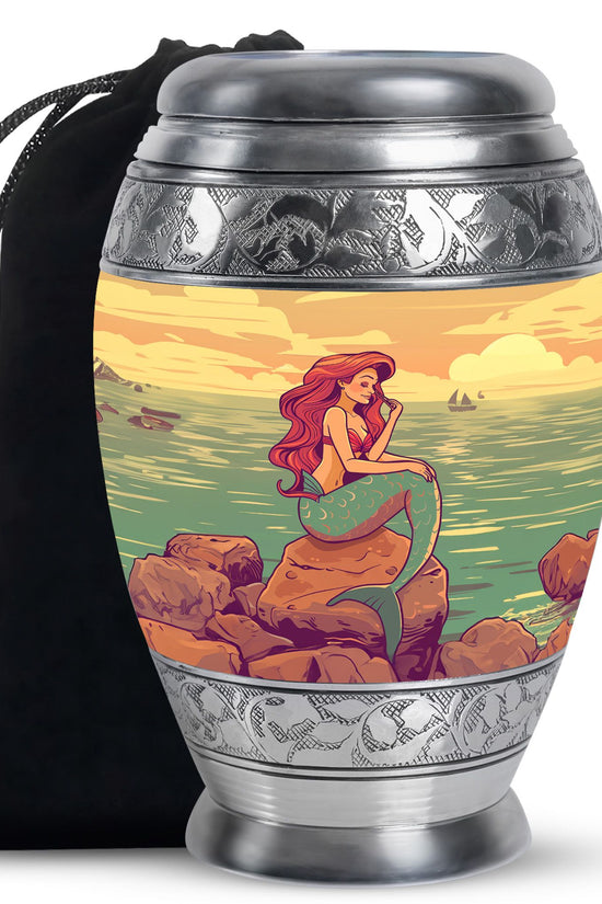 Beach Mermaid Memorial Urn - Artistic Memorial Urn For Loved Ones