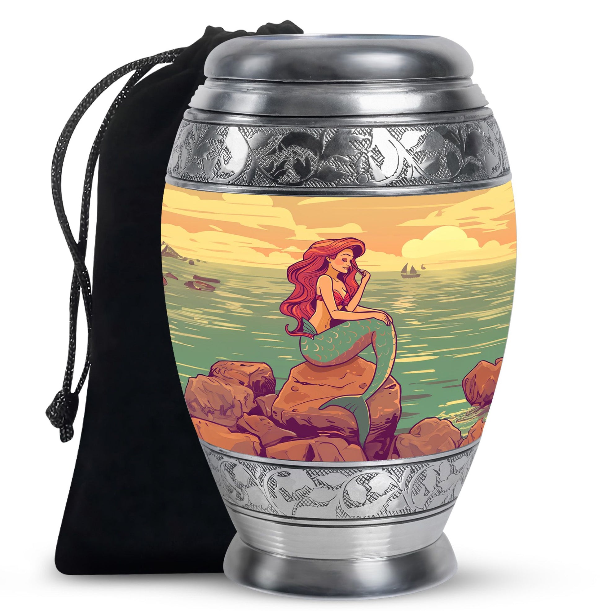 Beach Mermaid Memorial Urn - Artistic Memorial Urn For Loved Ones