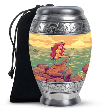 Beach Mermaid Memorial Urn - Artistic Memorial Urn For Loved Ones