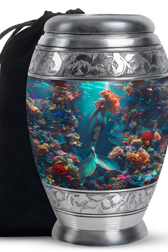 Tropical Ocean Mermaid Ashes Urn - Artistic Memorial Urn For Loved Ones