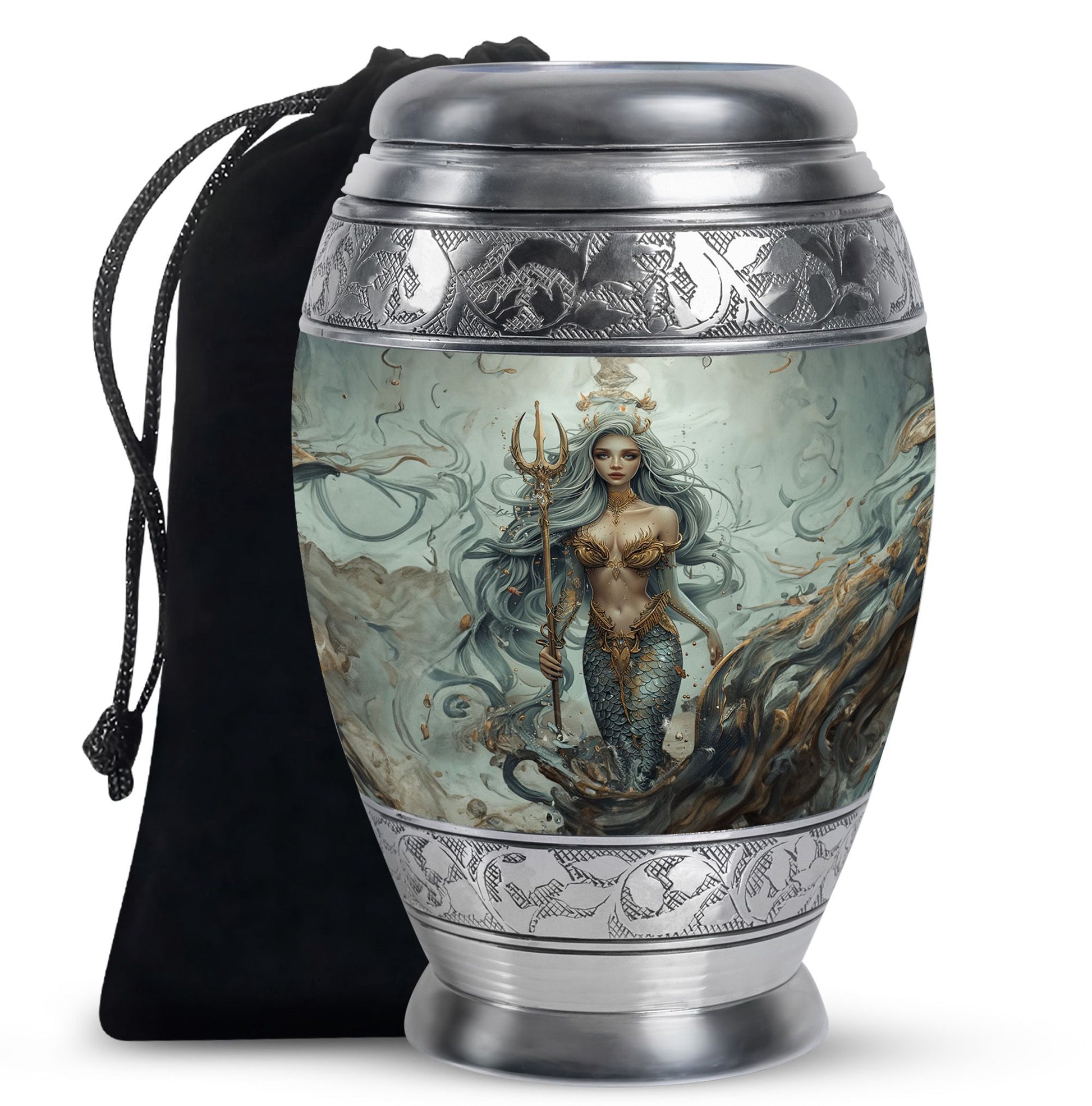 Beautiful Mermaid Theme Cremation Urn - Sea Theme Funeral Urn For Female