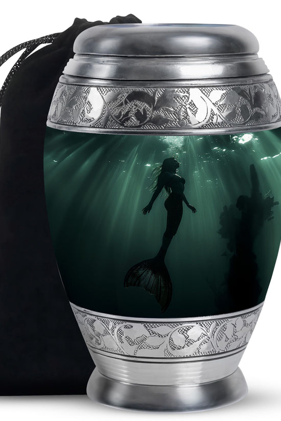 Dark Ocean Mermaid Cremation Urn - Memorial Urn for Human Ashes