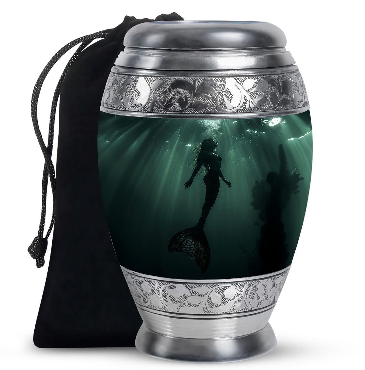 Dark Ocean Mermaid Cremation Urn - Memorial Urn for Human Ashes