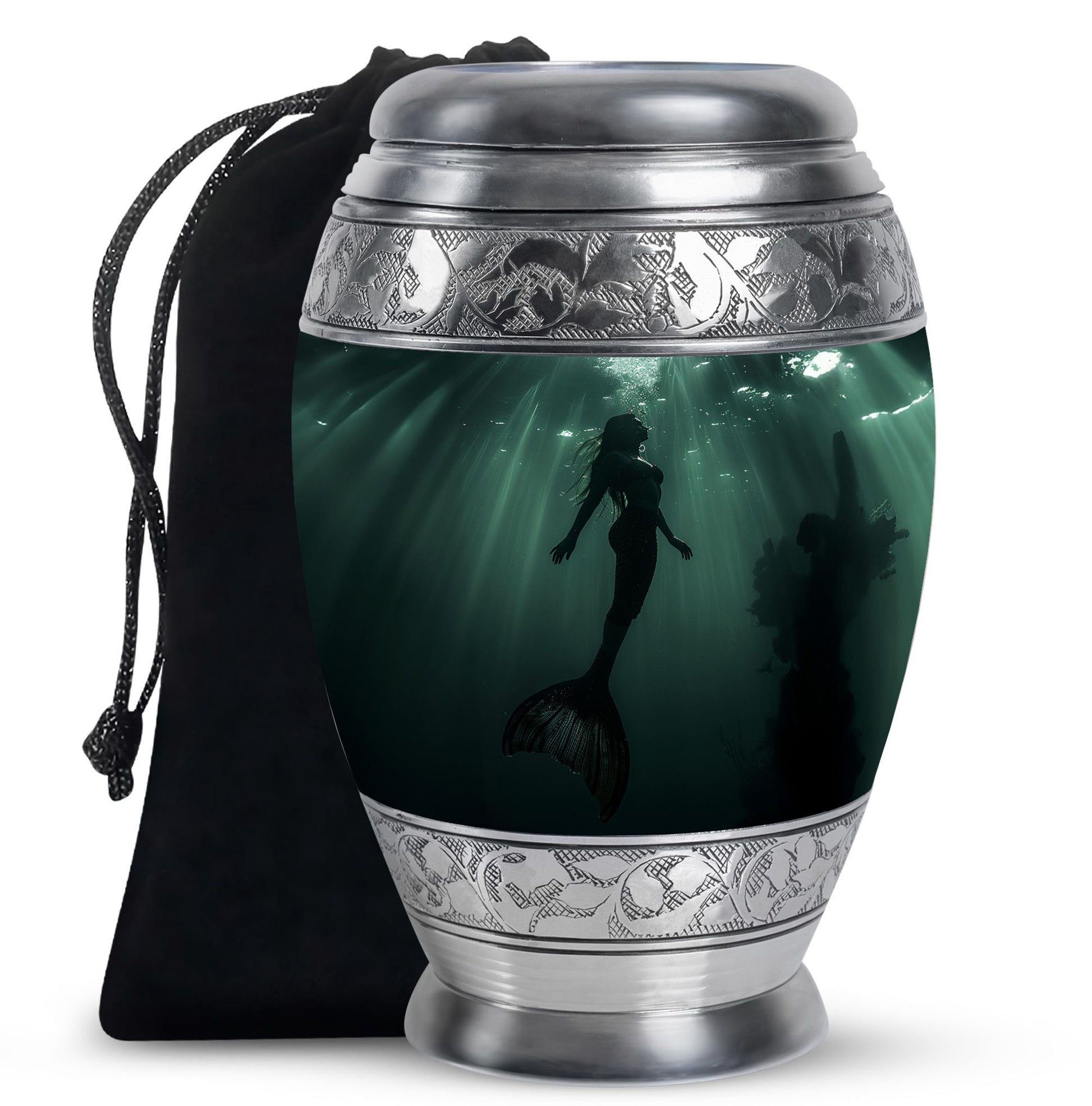 Dark Ocean Mermaid Cremation Urn - Memorial Urn for Human Ashes