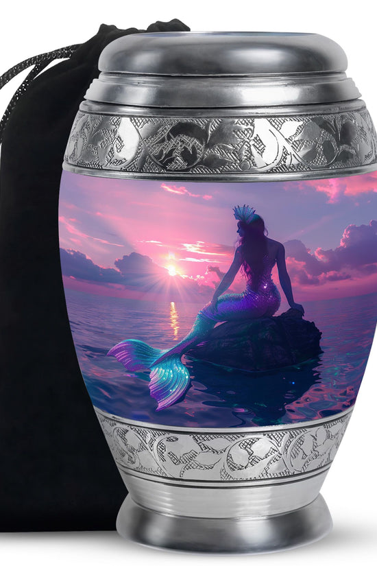 Purple Mermaid Theme Funeral Urn - Fantasy Cremation Urn For Adult Ashes