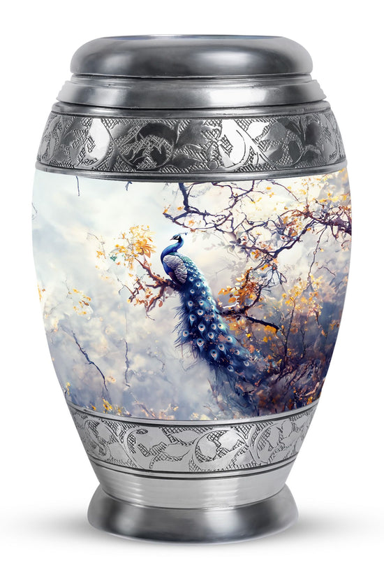 Elegant Peacock Cremation Urn - Artistic Memorial Urn For Human Ashes