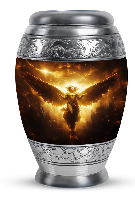 Golden Heaven Storm Angel Memorial Urn - Heaven Cremation Urn For Human Ashes